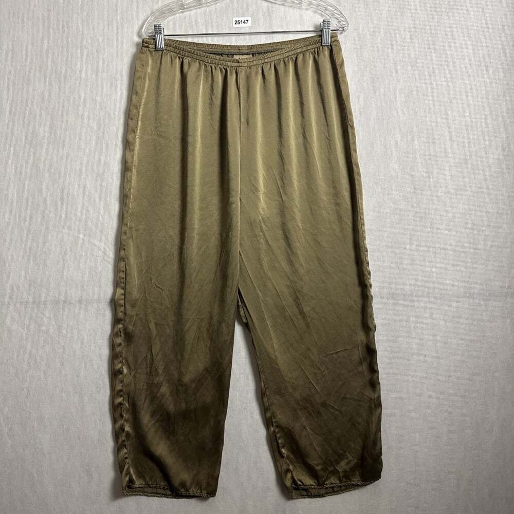 URU Women's Size One Size 100% Silk Gold Pull On Wide Leg Pants